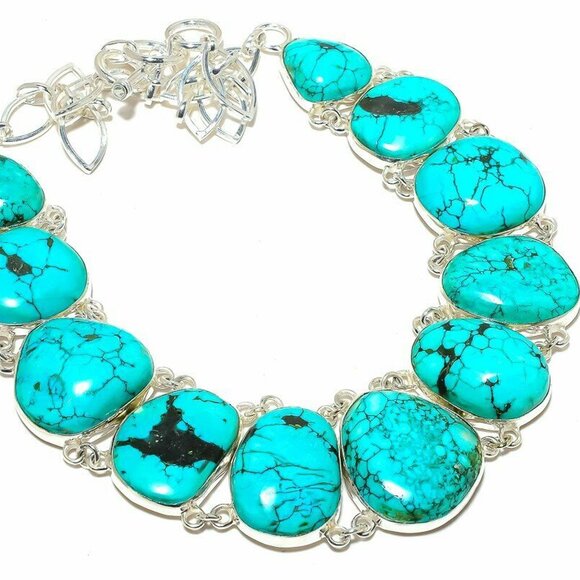 NEW - Tibetan Turquoise Handmade Sterling Adjustable Necklace - Picture 1 of 6